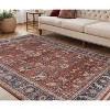 Red Beige And Blue Oriental Area Rug With Fringe - 2 of 4