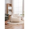 Chic Crate-Plush Teddy Bean Bag Chair – Tufted Foam Recliner with Removable Cover, Ivory - 4 of 4