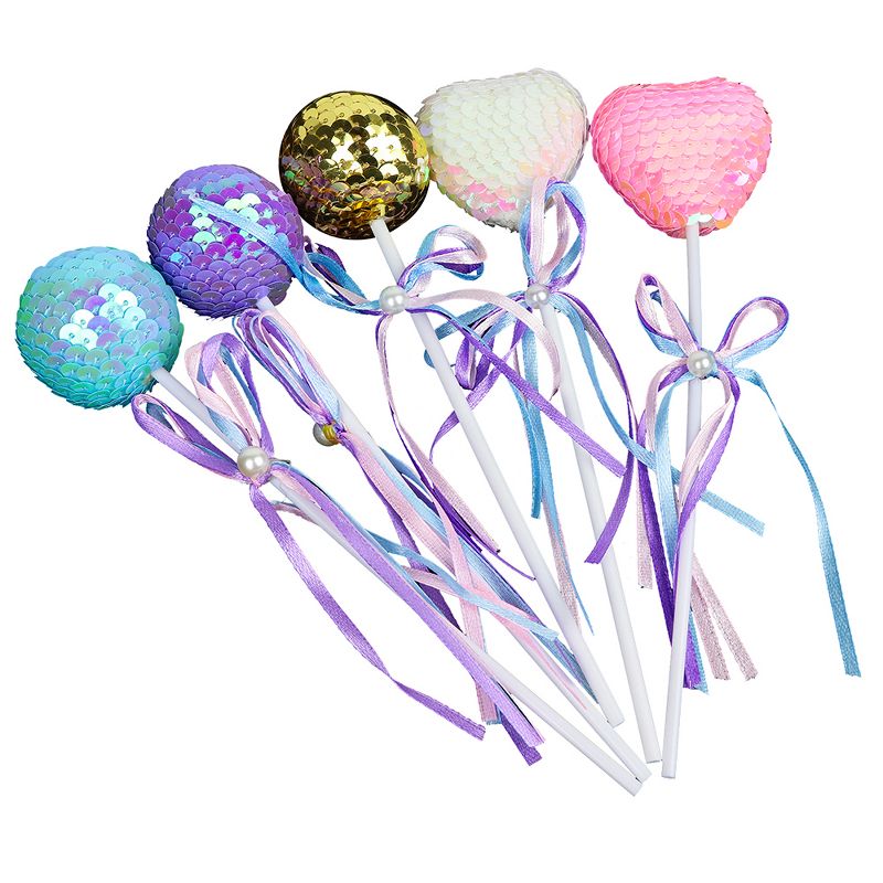 O'Creme Sequined Hearts & Balls Cake Toppers, Set of 5, 2 of 3