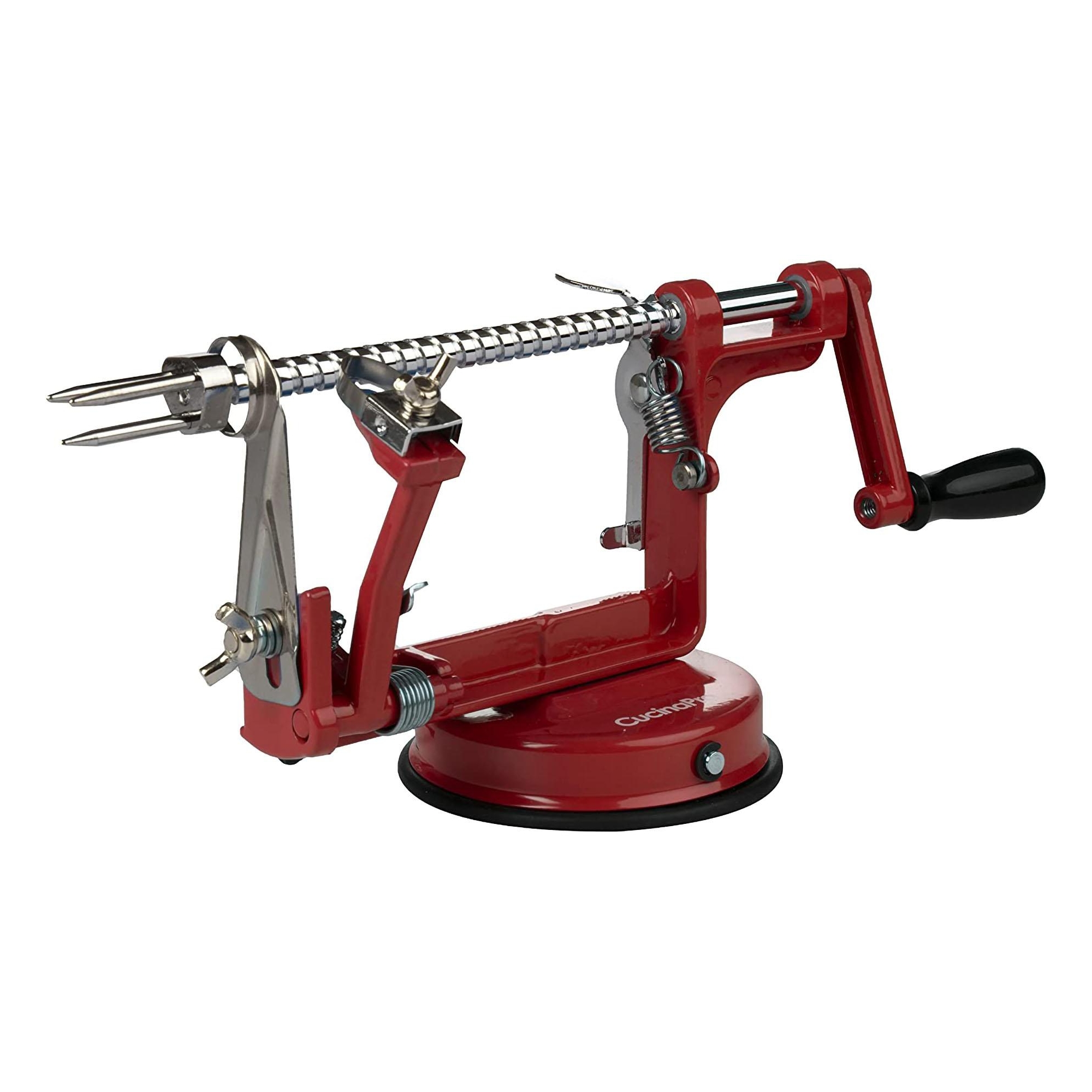 Apple Peeler and Corer by Cucina Pro - Long Lasting Chrome Cast Iron with Countertop Suction Cup