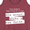 Women's - Instant Message - She Doesn't Beg, Force, or Chase; She Prays, Works, & has Faith Graphic Racerback Tank - 2 of 4