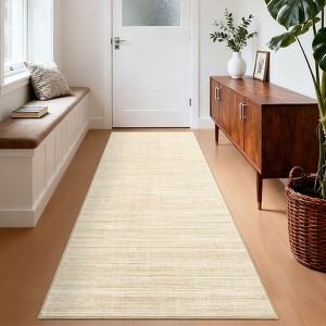 Modern Solid Color Rug Washable Rug with Non Slip TPR Backing, Minimalist Plain Carpet - 1 of 4