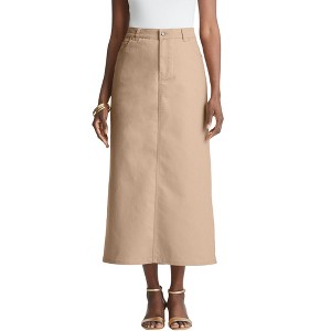Jessica London Women's Plus Size True Fit Stretch Denim Midi Skirt - 1 of 4