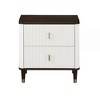 Royal Hampton 27 Inch Nightstand, 2 Drawers, USB Charger, Solid Wood, White, Brown - 3 of 4