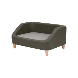 Teamson Pets Bennett 32 Inch Raised Heathered Linen Sofa Dog Daybed with Removable Cushion and Washable Cover for Cats & Small or Medium Dogs, Gray - 1 of 4