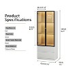 ATJafurn 23.6'' White China Cabinet Lighted Dining Cabinet Display Cabinet With Glass Doors and Drawers and LED Light For Living Room Dining Room - 4 of 4