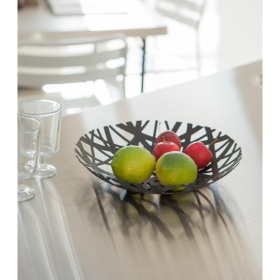 Black Steel Cut-Out Circular Fruit Bowl