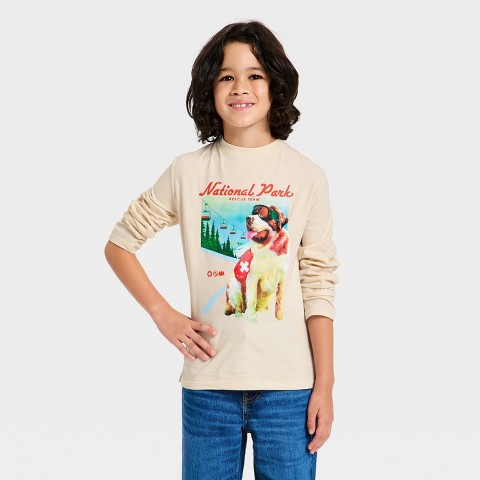 Детские Cat & Jack Boys' Long Sleeve 'National Park' Dog Graphic T-Shirt - Cat & Jack™ Cream M