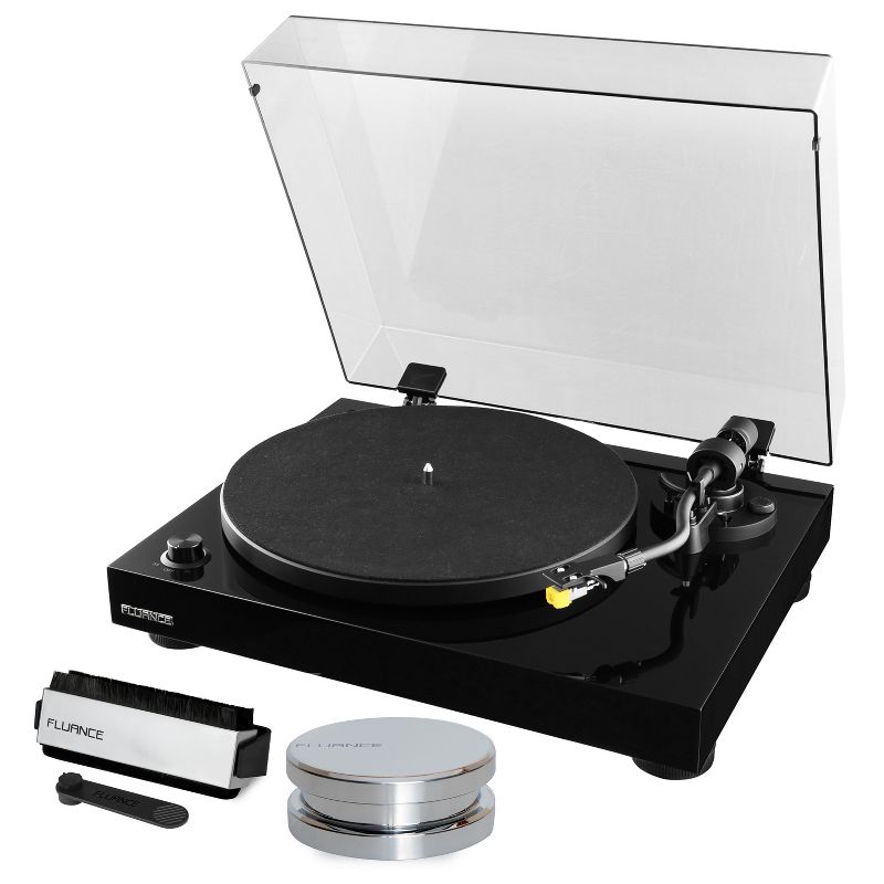 Fluance RT80 Classic Vinyl Turntable Record Player, Audio Technica Cartridge with Record Weight and Vinyl Cleaning Kit - Black, 1 of 10