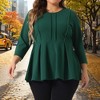 Agnes Orinda Women's Plus Size Pleated Crew Neck 3/4 Sleeve Peplum Dressy Casual Blouses - 2 of 4
