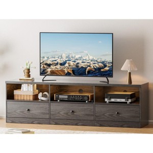 TROPOW TV Stand for up to 80-Inch TVs, Media Console Table with 3 Drawers and 3 Open Shelves, TV Cabinet for Living Room Bedroom,Black - 1 of 4