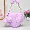 Willow & Ruby Girls Lilac Plush Fuzzy Heart Bag - Adorable Soft Faux Fur Shoulder Bag with Chain Strap and Pom-Poms, Perfect for Kids & Tweens, Purple - 2 of 4