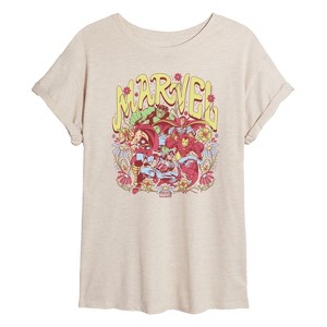 Women's - Marvel - Avengers Floral Oversized Graphic T-Shirt - 1 of 4