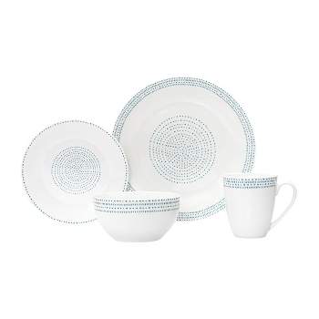 16pk Porcelain Staccato Dinnerware Set - Godinger Silver