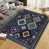 Machine Washable Geometric Area Rug, Non-Slip Low Pile Faux Wool Western Pattern Easy Care Carpet for Living Room Bedroom - 4 of 4