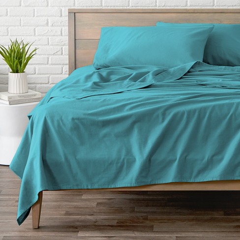 Aqua Cotton Flannel Queen Sheet Set by Bare Home