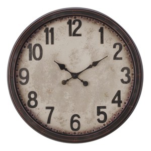 FURNIinspire Wall Clocks Round Decorative Wall Clock Living Room Hanging Clock Modern Timepiece Home Wall Decor, Brown, 20"*20"*2" - 1 of 4