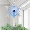 Morawski 12 Inch Ice Blue snowflake Tree Topper Glass Glitter Reflector Finial 17726 - 2 of 4