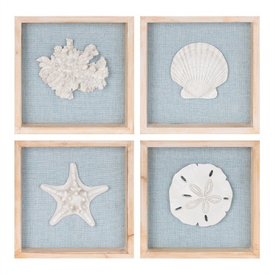 Framed Beach Wall Plaque (Set of 4)