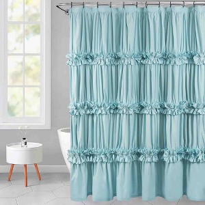 BAGOKIE 72"x72" Waterfall Ruffle Shower Curtain, Pack of 1 - 1 of 4