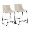 Cream Vintage Style 24" Armless Industrial Faux Leather Counter Stools Set of 2 - 4 of 4