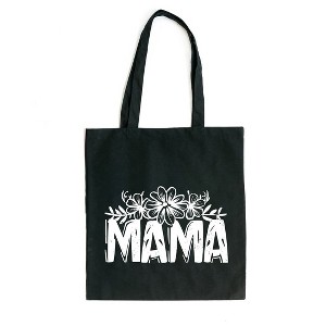 City Creek Prints Mama Topped With Flowers Canvas Tote Bag - 15x16 - Black - 1 of 2