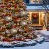 SEVOBAL Tree Ornaments 4PCS Set 4.7" Christmas Glass Ball Ornaments Holiday Tree Hanging Decorations Party Decor Supplies, Gold, 4.7"*4.7"*4.7" - 4 of 4