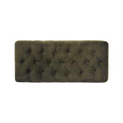 Loden Green Velvet Tufted Storage Bench with Oak Legs