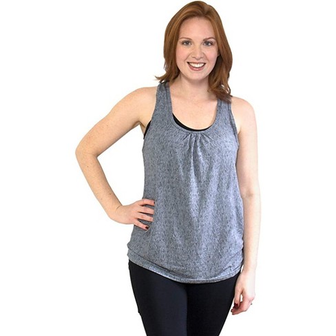 Bamboobies Easy Access Nursing Tank Top, Maternity Clothes for  Breastfeeding, Heather Gray, Large