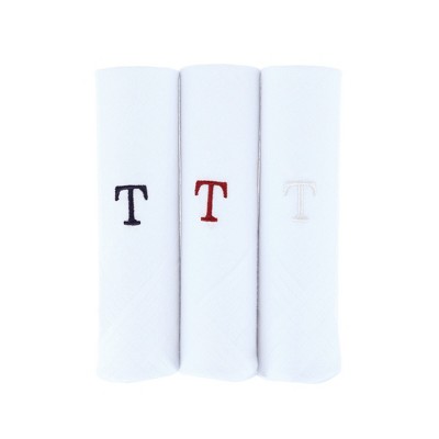Umo Lorenzo Men's Cotton Boxed Initial Alphabet Handkerchiefs (Pack of 3)