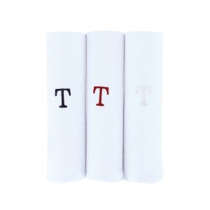 Umo Lorenzo Men's Cotton Boxed Initial Alphabet Handkerchiefs (Pack of 3) - 1 of 4