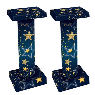 Beistle Starry Night 3-D Short Column Props, 33.75" x 14.25", (4/Box) Multicolored