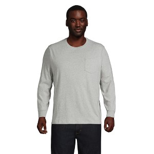 Lands' End Men's Super-T Long Sleeve T-Shirt with Pocket - 1 of 4