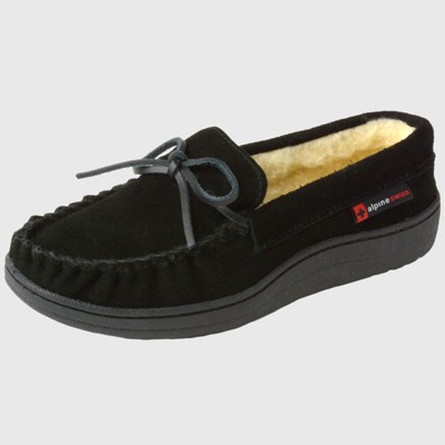 Alpine Swiss Sabine Womens Genuine Suede Shearling Slip On Moccasin Slippers