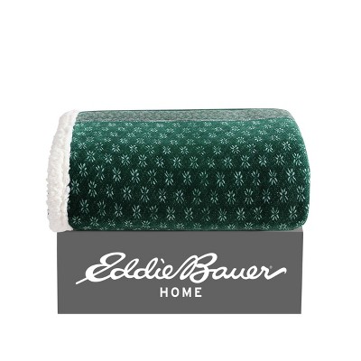 Fair Isle Green Sherpa Reversible Plush Throw Blanket