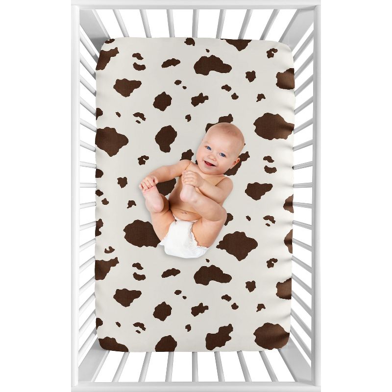 Sweet Jojo Designs Gender Neutral Unisex Baby Fitted Mini Crib Sheet Western Cowgirl Brown Off White, 4 of 7