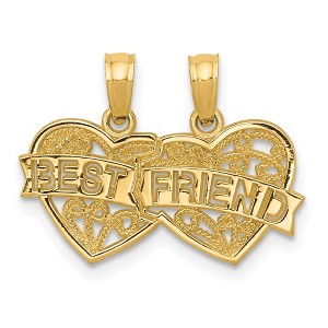 Black Bow Jewelry 14k Yellow Gold Best Friend Double Hearts Set of 2 Pendants, 19mm - 1 of 4
