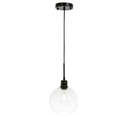 Elegant Lighting Emett 1 light Black and Clear glass pendant