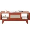 CAVINAS Modern Square Coffee Table with Rattan Drawer,Wooden Accent Table with Wood-textured Finish,Modern Coffee Table for Living Room - 3 of 4