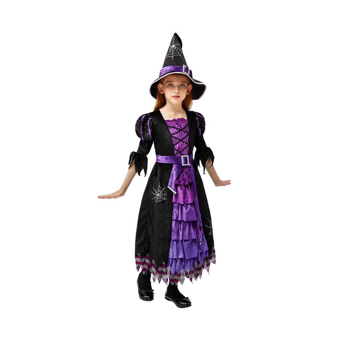 Joyfy Halloween Fairytale Witch Costume for Girls – Deluxe Set with Broom, Hat & Dress (Magic-Themed!) - thumbnail 4