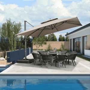 PURPLE LEAF Outdoor Cantilever Umbrella with Base Large Patio Umbrella Windproof Heavy Duty Hanging Offset Umbrella for Garden Outdoor Pool - 1 of 4