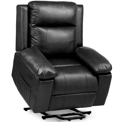 COMHOMA Electric Recliner for Elderly, Faux Leather Sofa, Dual Motor Power Lift Recliner Chair with Massage Heat, USB Ports, Side Pockets
