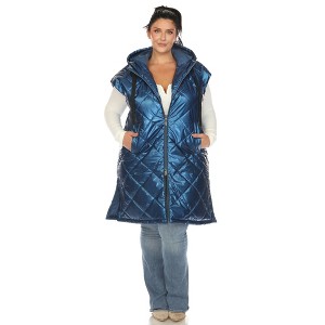 White Mark Plus Size Metallic Diamond Puffer Vest - 1 of 4