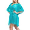 LA LEELA Women's Summer Vacation Beachwear Mini Swim Suit Loose Boho Beach Dress Holiday Swimwear Bathing Suit Cover Ups Medium-Large Blue, Solid - 4 of 4