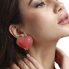 SOHI Women's Strawberry Pink Casual Stud Earrings - 4 of 4