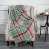 Green red plaid blanket throw acrylic soft reversible dyed fringed bed blanket for Christmas indoor decorations 50 Wx 67 L - 2 of 4