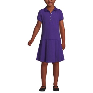 Lands' End School Uniform Kids Short Sleeve Mesh Pleated Polo Dress - 1 of 4