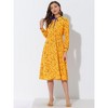 INSPIRE CHIC Women's Floral Keyhole Tie Neck Belted A-Line Midi Dresses - 3 of 4