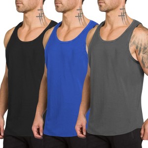 Men's 3 Pack Sleeveless Tank Tops Workout Shirt Quick Dry T-Shirts Casual Vest - 1 of 4