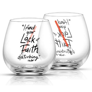 Star Wars New Hope Darth Vader Red Lightsaber Stemless Drinking Glass - 15 oz - Set of 2 - 1 of 4